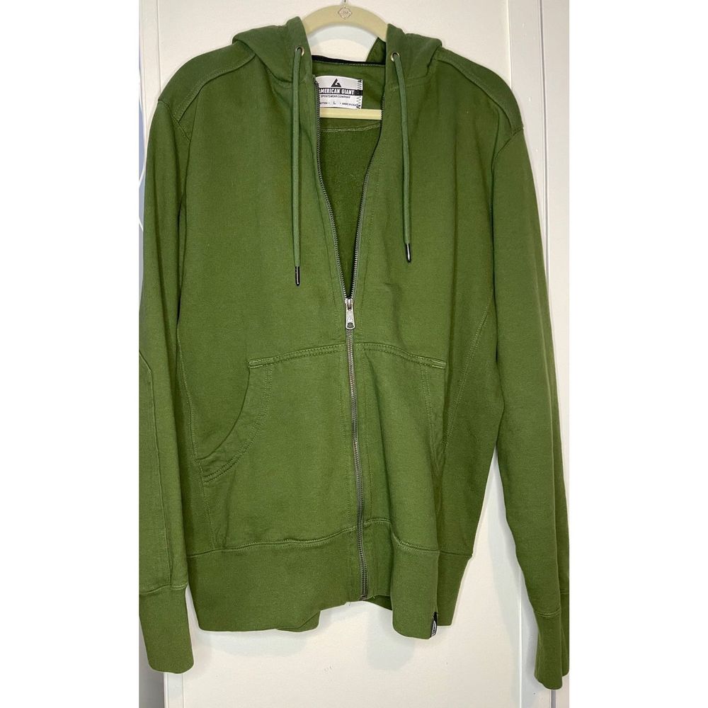 American Giant Green Zip up Hoodie Size Large